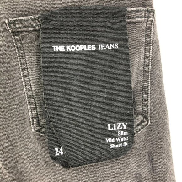 NWT The Kooples Charcoal Wash  Lizy Distressed SlimJeans w/ Piercings size 24 - Picture 13 of 16